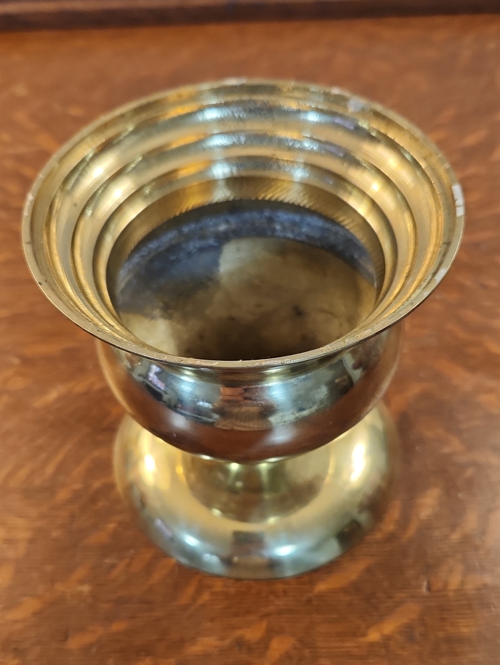 Brass Decorative Pedestal Bowl Planter - Shiny Golden Brass Finish - Picture 2 of 7